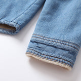 Women Jacket Autumn and Winter Loose Vintage Fleece-Lined Denim Shirt
