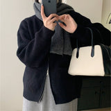 Women Knitwear Autumn and Winter round Neck Sweater Loose Knitted Cardigan