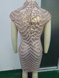 Women Evening Gown Sexy Retro Sequins Dress