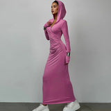 Women Dresses Winter Slim-Fit Hood Sports and Leisure Dress
