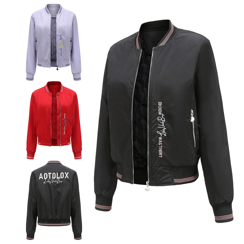 Women Trench Coat Embroidered Flight Suit Spring and Autumn Puffer Jacket Female Pilot Jacket
