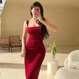 Women Dresses Spring Slim Fit Long Dress Sling Dress