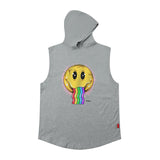 Men Vest Smiley Sleeveless T-shirt Men's and Women's Oversize Hip Hop Sports Hooded Vest