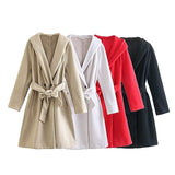 Women Woolen Coat Autumn Loose Hooded Woolen Coat Coat