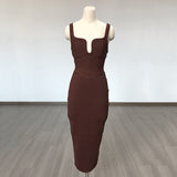 Women's Evening Dress Bandage One-Piece Dress Square Collar Sleeveless Sexy Slim Fit Camisole Gown