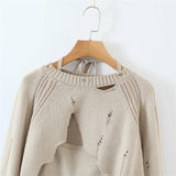 Women Sweater Knitwear Knitting Suit Sexy Sling Dress Ripped Sweater Two-Piece Set