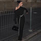 Women Dresses Spring Sexy Loose Long off-the-Shoulder Dress