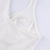 Women Jumpsuit Summer V-neck Jumpsuit Sleeveless T-shirt Top