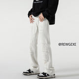 Men Jeans Black Jeans Men's Spring and Autumn Straight-Leg Pants Ripped Leisure Trousers