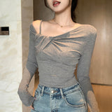 Women Tops Autumn and Winter Leisure Style Long Sleeve Sexy Dew Slim Top