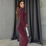 Women Dresses Summer Sexy round Neck Slim Fit Long Dress