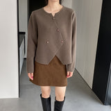 Women Cardigan Sweater Double Breasted Vintage Autumn Cardigan Long Sleeve Sweater Coat Q730