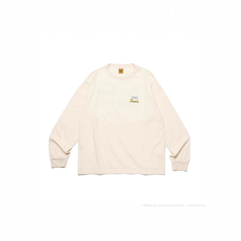 Men T-shirts Summer Trend Brand Human Polar Bear Long Sleeve T-Shirt Loose Bottom Shirt