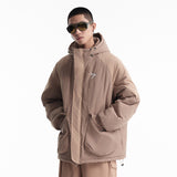 Unisex Winter Cotton Coat Three-Dimensional Pocket Decorative Hooded Cotton-Padded Coat