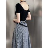 Women's T-shirt Short-Sleeved T-shirt Women's Slim Fit Backless Bottoming Shirt