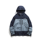 Unisex Jacket Retro Patchwork Contrast Color Shell Jacket Baggy Casual Jacket