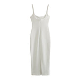Women Dresses Summer Shoulder Strap round Neck Dress Slim Fit Sexy Dress (Xds0414)