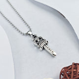 Chrome Hearts Necklace Vintage Single Sided Sword Pendant Pearl Bead Necklace