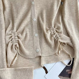 Women Sweater Knitwear Vintage Single-Breasted V-neck Sweater Coat