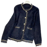 Women Knitwear Autumn and Winter Lace Loose Knitted Cardigan