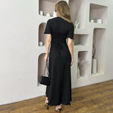 Women Dresses Summer Slim round Neck Short Sleeve Dress