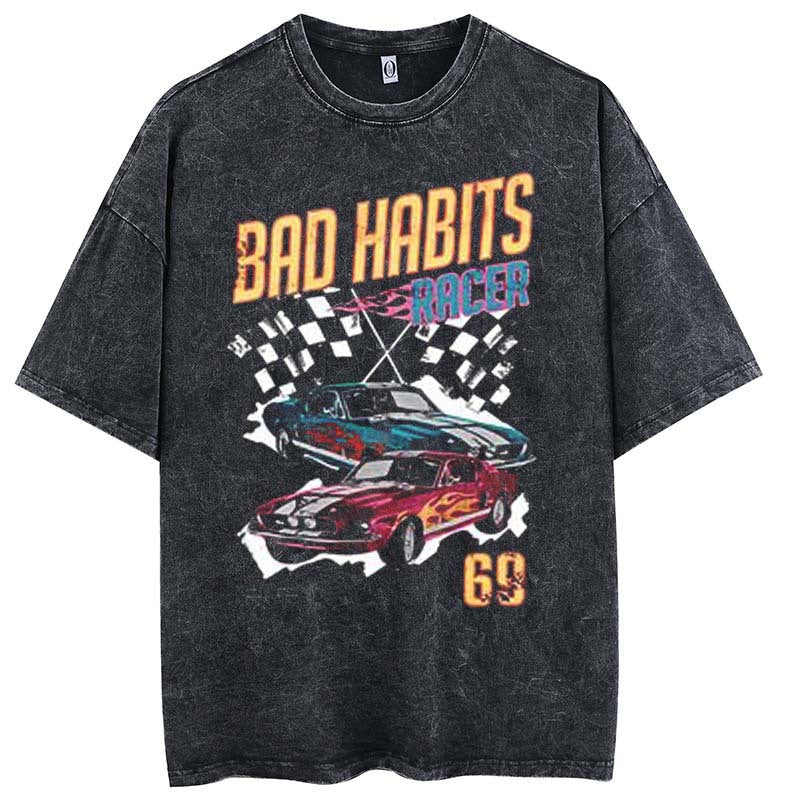 Pure cotton washed old animation printed cartoon style T-shirt