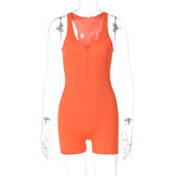 Women Jumpsuit Summer Slim-Fit Zipper Sleeveless Jumpsuit