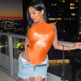Women Jumpsuit Sexy Solid Color Slim Fit Sleeveless Leotard