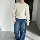 Women Winter Knitted Sweater round Neck Sweater Winter Cross Knitted Loose-Fitting Long Sleeve Sweater 1t2303