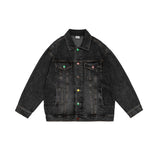 Unisex Jacket Autumn Color Buckle Denim Jacket