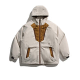 Unisex Winter Cotton Coat Stitching Hooded down Jacket Retro Warm down Jacket