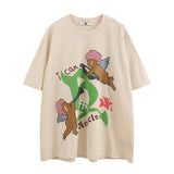 Men T Shirt Angel Print Short-Sleeved T-shirt Men and Women Loose Couple Tee