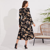 Women Date Dress Autumn and Winter round Neck Dress