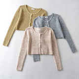 Women Sweater Knitwear Single-Breasted Knitted Cardigan for Women Autumn Short Long Sleeve Top