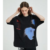 2024Men Streetwear Hip Hop Oversize T Shirt Blue Shadow