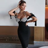 Women Dresses Bandage Dress Pearl Suspender Party Dress (Ont0408)