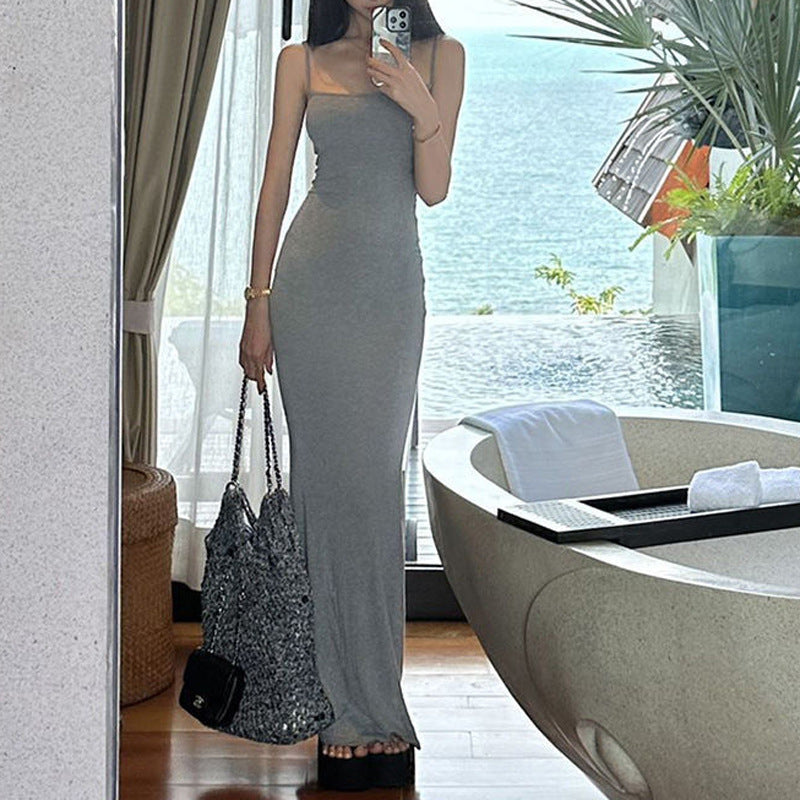 Women Dresse Sling Backless Long Sheath Dress