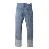 Men Jeans Washed Gradient Worn Jeans Men Loose Straight Trousers