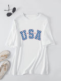 Crew neck short-sleeved usa printed T-shirt casual and loose