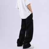 Men Jeans Pistol Patchwork Jeans Loose Retro Black Pants