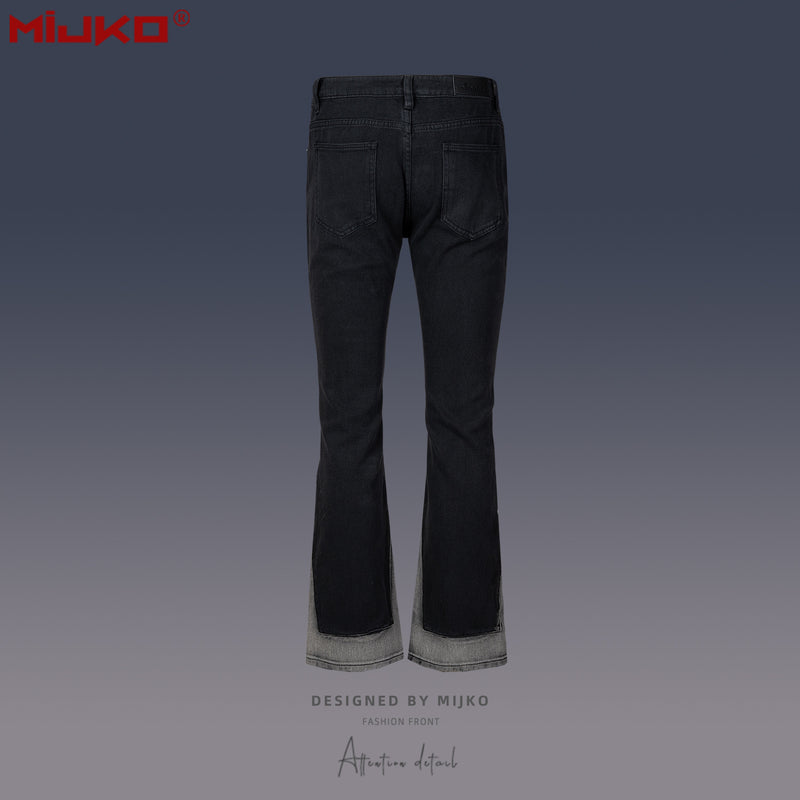 MIJKO Mens Vintage Pants Splicing Knife Cut Ripped Unisex Jeans