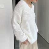 Women Winter Knitted Sweater V-neck Loose Top 1t8846