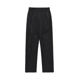 Men Sweatpants Loose Casual Pants Elastic Waist Pleated Pants-Foot Zipper Straight Wide-Leg Pants