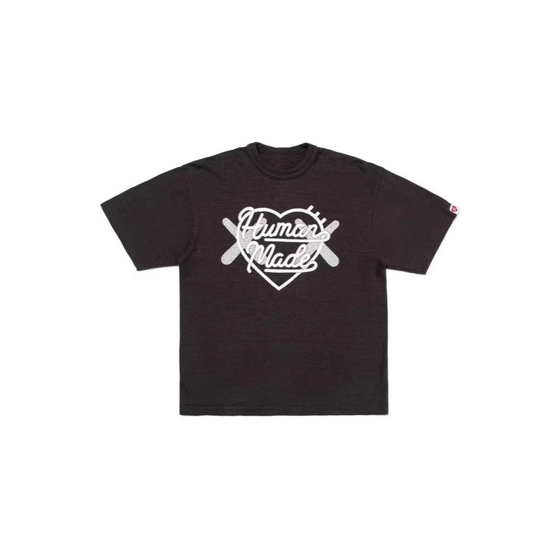 Mens T-shirts HUMAN Letter Print Short Sleeve Loose T-Shirt