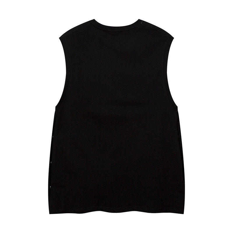 Men Vest Summer Letter Affixed Cloth Embroidered Vest