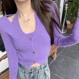 Women Knitwear Autumn Two-Piece Set Sweater Knitted Cardigan