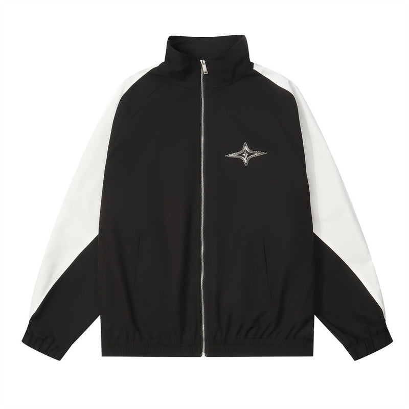Men Jacket Coat Overalls Men's Color Stitching Stand-Collar Jacket