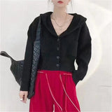 Women Knitwear Fall Winter Hooded Sweater Loose Knitted Cardigan
