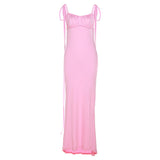 Women Dresses Summer Sexy Suspenders Backless Slim Fit Sheath Dress (Bla0420)