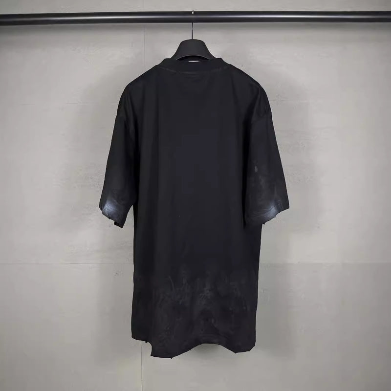 Mens T-shirts Balen Paris Hand-painted Worn Washed old Loose Short sleeves